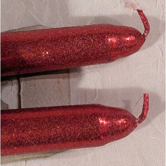 NOS Candles Glitter Taper Joy Brite Holiday Christmas Red 10" Vtg Set Of 2 - Picture 4 of 13